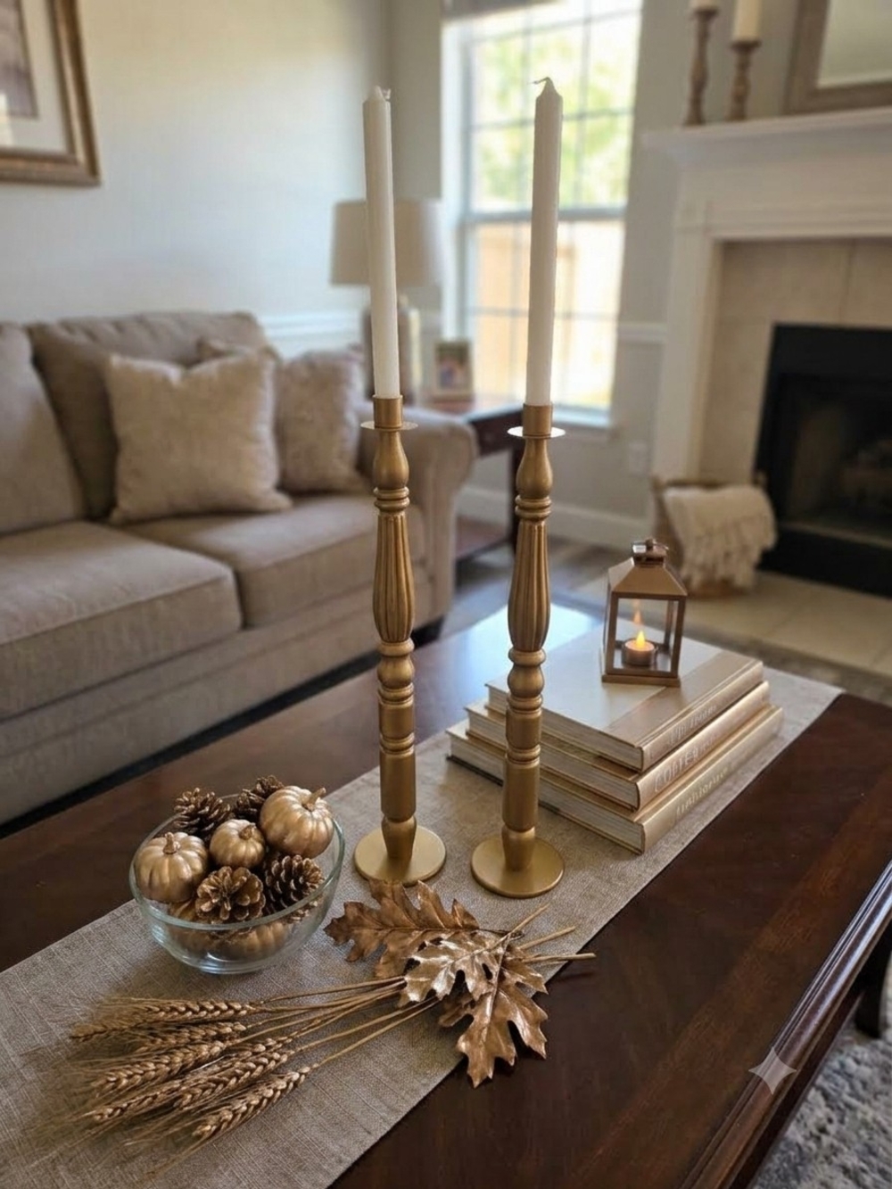 Bronze Gold-tone metal taper candle holders, pair/set of 2, 20 in tall metallic